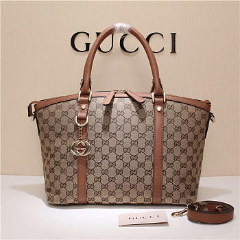 Gucci 341503 Nylon Large Convertible Tote Bag Brown