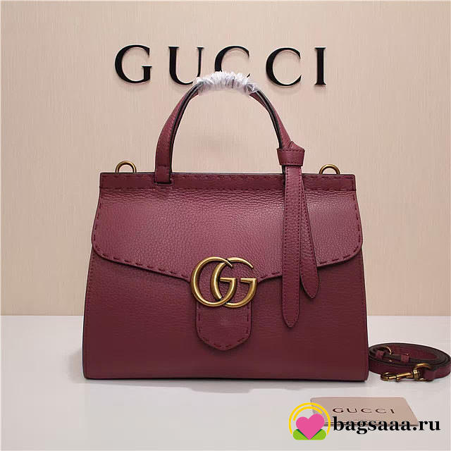 Gucci Marmont small top handle bag 421890 Wine Red - 1