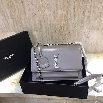 YSL Monogram Sunset Leather Crossbody Bag 442906 Gray