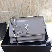 YSL Monogram Sunset Leather Crossbody Bag 442906 Gray - 6