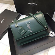 YSL Monogram Sunset Leather Crossbody Bag 442906 Green - 3