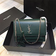 YSL Monogram Sunset Leather Crossbody Bag 442906 Green - 4