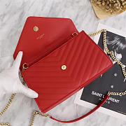 YSL Leather 26cm Shoulder Bag Golden Chain 26596 Red - 3