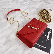 YSL Leather 26cm Shoulder Bag Golden Chain 26596 Red - 5