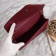 YSL Leather 30cm Shoulder Bag Golden Chain 26596 Wine Red - 4