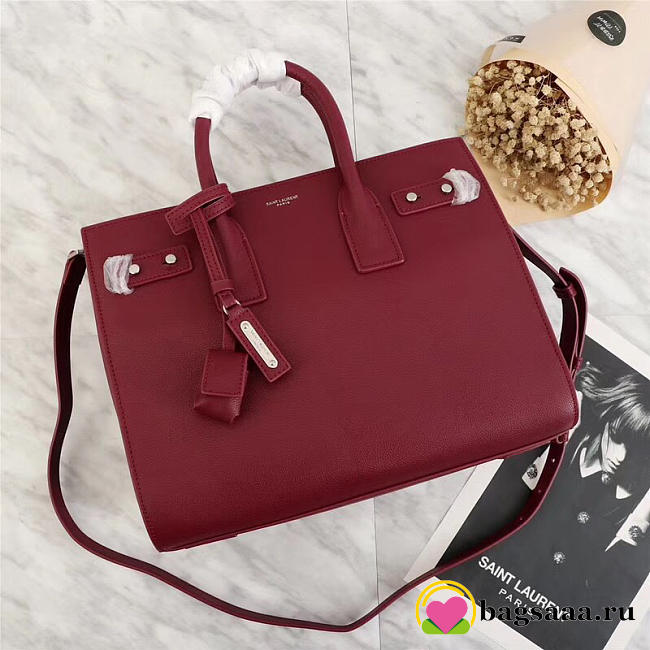 YSL Original Leather Women Handbag Wine Red - 1