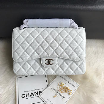 Chanel Caviar Flap Bag in white 30cm with Silver Hardware