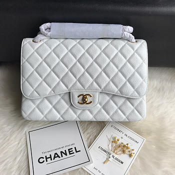 Chanel Caviar Flap Bag in white 30cm with Gold Hardware