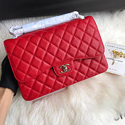 Chanel Caviar Flap Bag in Red 30cm with Silver Hardware - 6