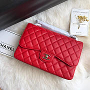 Chanel Caviar Flap Bag in Red 30cm with Silver Hardware - 3