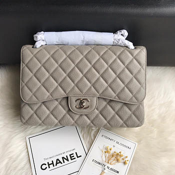 Chanel Caviar Flap Bag in Gray 30cm with Silver Hardware
