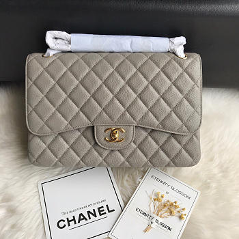 Chanel Caviar Flap Bag in Gray 30cm with Gold Hardware