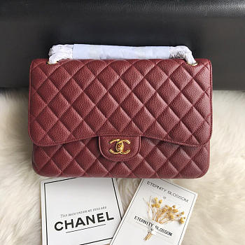 Chanel Caviar Flap Bag in Wine Red 30cm with Gold Hardware