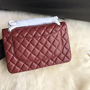 Chanel Caviar Flap Bag in Wine Red 30cm with Silver Hardware - 6