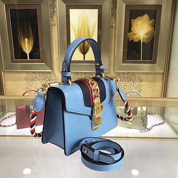 Gucci Sylvie leather mini bag in Light Blue 470270