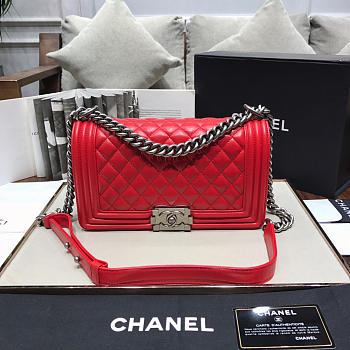 Chanel Leboy lambskin Bag in Red With Silver Hardware 67086