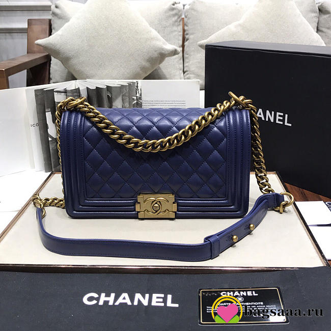Chanel Leboy lambskin Bag in Navy Blue 67086 - 1