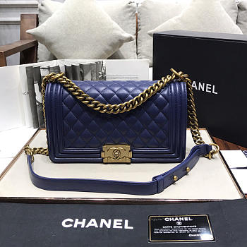 Chanel Leboy lambskin Bag in Navy Blue 67086