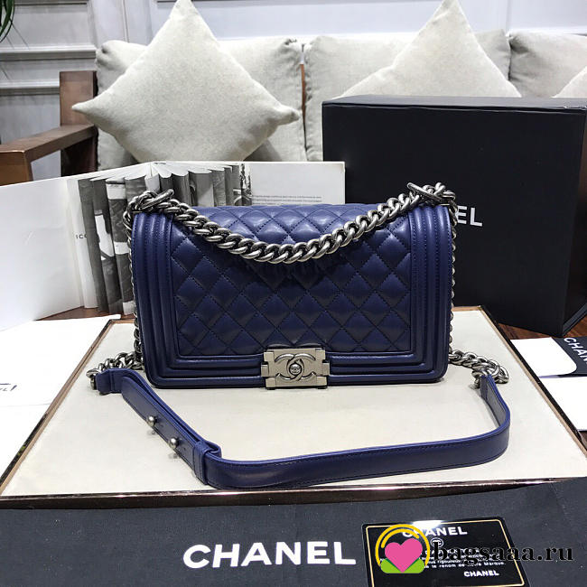 Chanel Leboy lambskin Bag in Navy Blue With Silver Hardware 67086 - 1