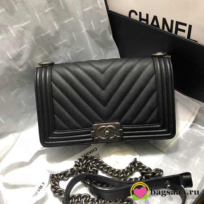 Chanel Leboy Calfskin Bag in Black with Silver Hardware 67086 - 1
