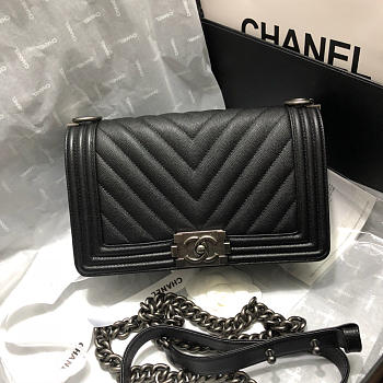 Chanel Leboy Calfskin Bag in Black with Silver Hardware 67086