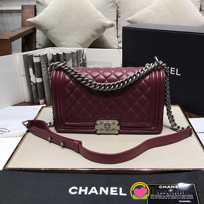 Chanel Leboy Lambskin Bag in Wine Red with Silver Hardware 67086 - 1