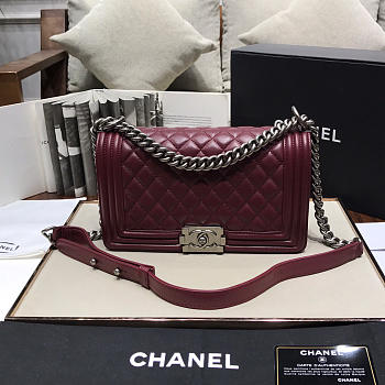 Chanel Leboy Lambskin Bag in Wine Red with Silver Hardware 67086