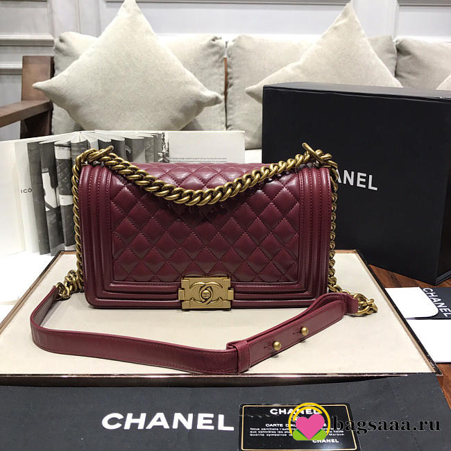 Chanel Leboy Lambskin Bag in Wine Red with Gold Hardware 67086 - 1