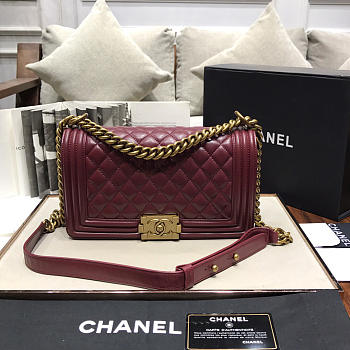 Chanel Leboy Lambskin Bag in Wine Red with Gold Hardware 67086
