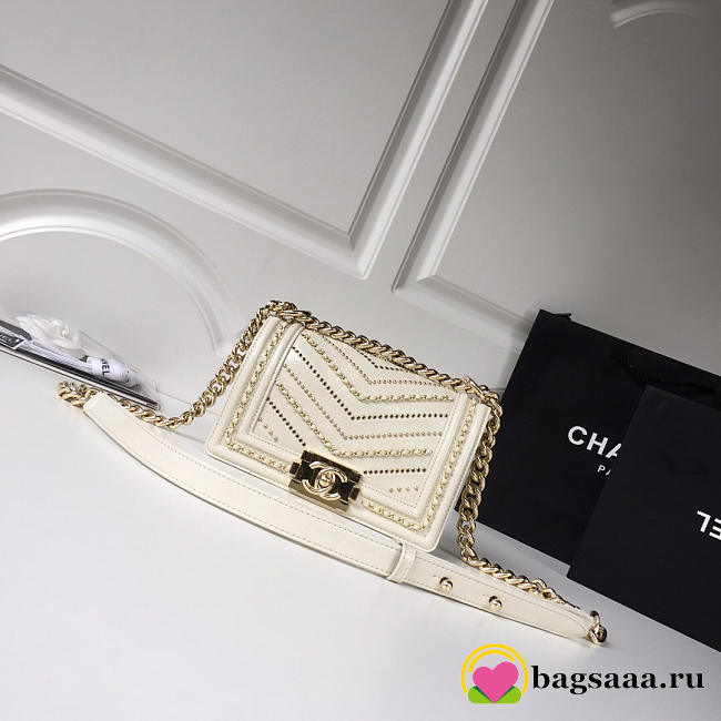 Chanel leboy calfskin bag in beige with gold hardware 20cm - 1