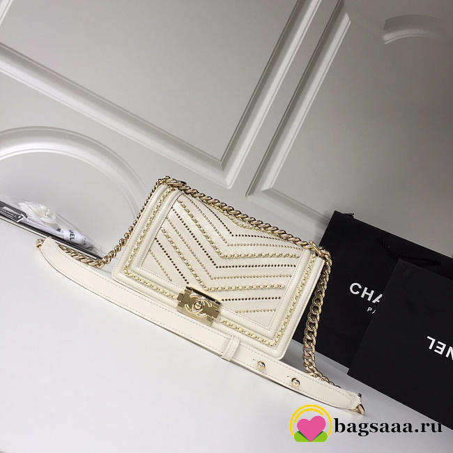 Chanel leboy calfskin bag in beige with gold hardware 25cm - 1