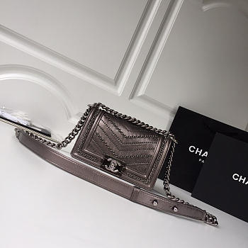 Chanel leboy calfskin bag in Copper gray with silver hardware 25cm