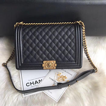 Chanel leboy calfskin bag in black with gold hardware 28cm