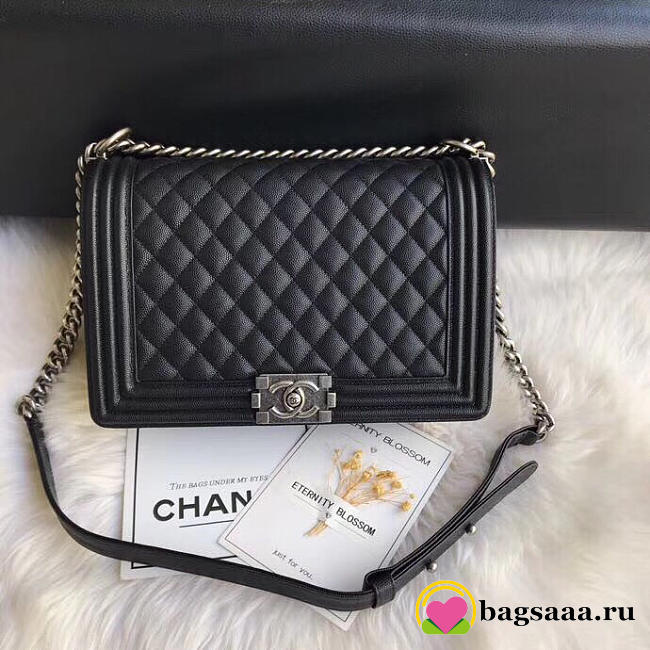 Chanel leboy calfskin bag in black with silver hardware 28cm - 1