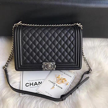 Chanel leboy calfskin bag in black with silver hardware 28cm