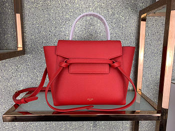 Celine Micro Belt Bag In Grained Calfskin with Red 20 cm 175519 