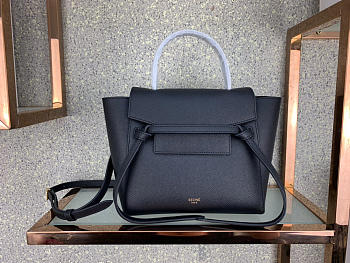 Celine Micro Belt Bag In Grained Calfskin with Black 20cm 175519