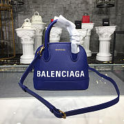 Balenciaga Ville Small graffiti logo calfskin bag Dark Blue 18SS  - 1
