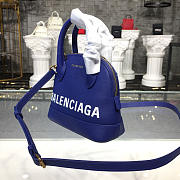 Balenciaga Ville Small graffiti logo calfskin bag Dark Blue 18SS  - 2