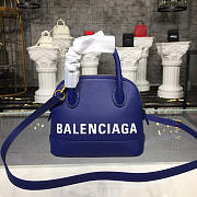 Balenciaga Ville Small graffiti logo calfskin bag Dark Blue 18SS  - 4