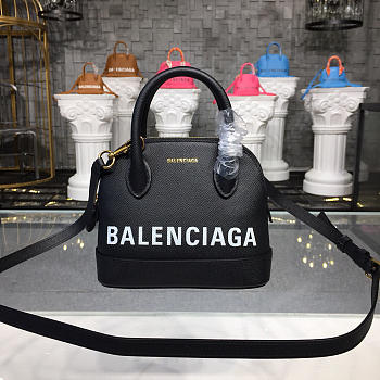 Balenciaga Ville small graffiti logo calfskin bag black 18SS
