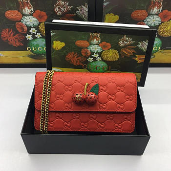 Gucci Signature with Cherries Mini Leather Bag
