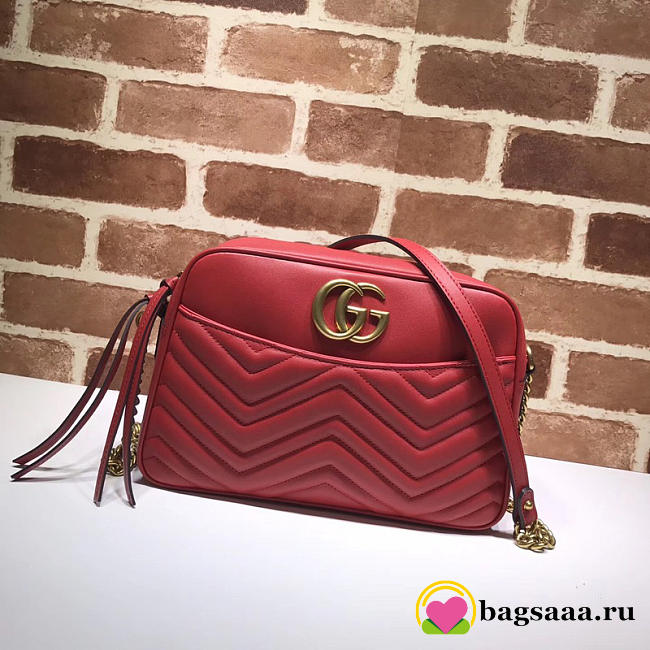 Gucci Marmont medium shoulder bag red 443499 Bagsaa - 1