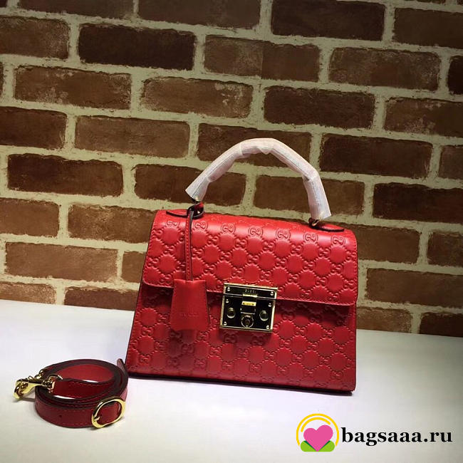Gucci Padlock Signature Top Handle Bag Red 453188 - 1