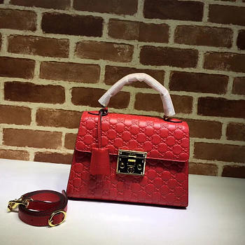 Gucci Padlock Signature Top Handle Bag Red 453188