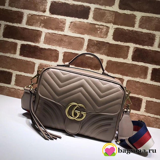 Gucci Marmont leather shoulder bag pink 498100 Bagsaa - 1