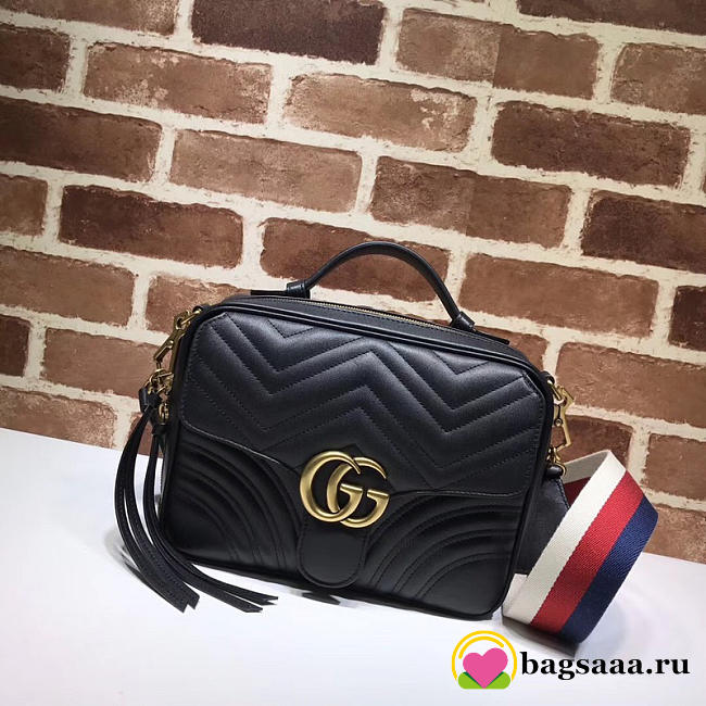Gucci Marmont leather shoulder bag black 498100 Bagsaa - 1