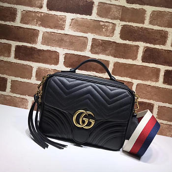 Gucci Marmont leather shoulder bag black 498100 Bagsaa