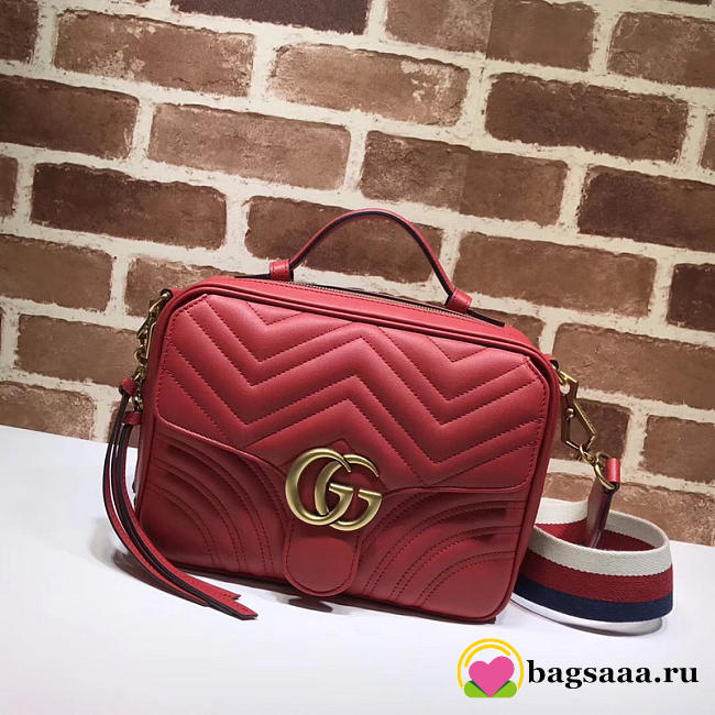 Gucci Marmont leather shoulder bag red 498100 Bagsaa - 1
