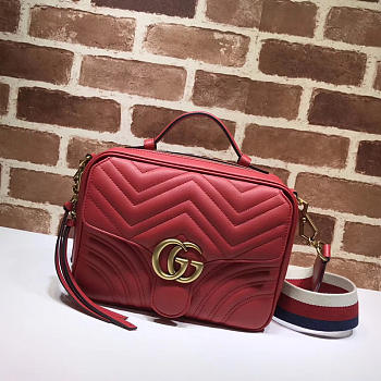 Gucci Marmont leather shoulder bag red 498100 Bagsaa
